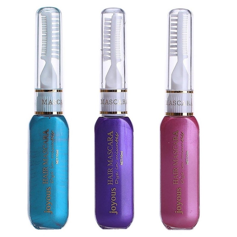 Joyous Professional Hair Dye Temporary Hair Chalk Hair Color Stick Non-toxic Salon Diy Hair Dyeing Mascara (Purple+Blue+Pink) - Image 1